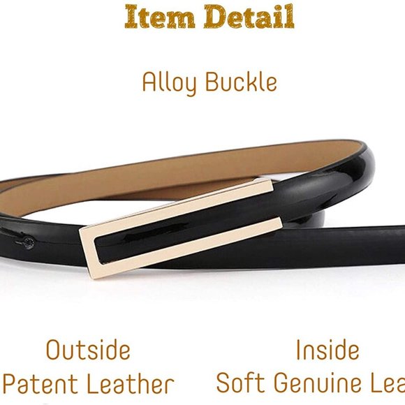 Women\'s Fashion Elegant Skinny Patent Leather Belt